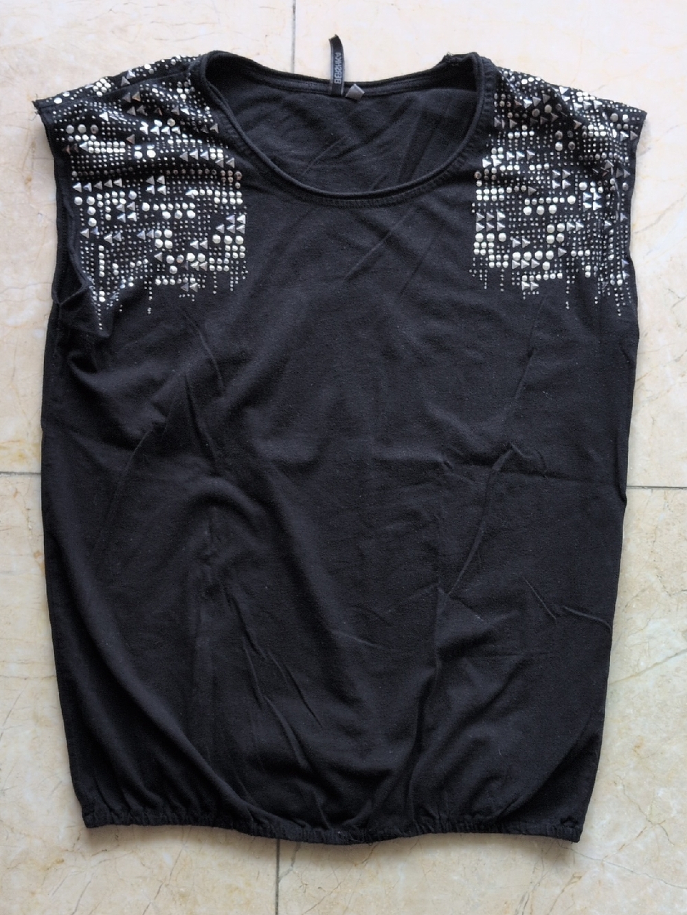Bershka Black Stud-Embellished Sleeveless Top